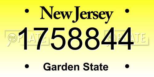 1758844 New Jersey License Plate