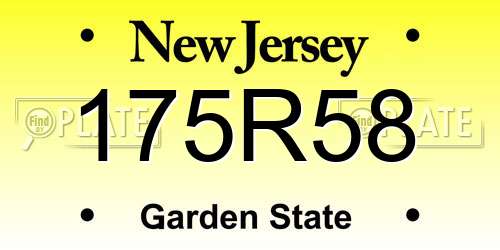 175R58 New Jersey License Plate