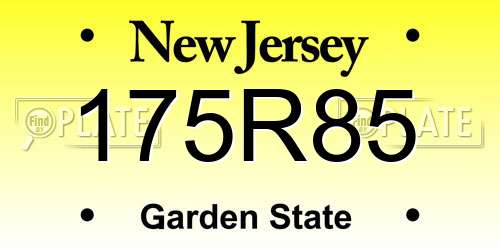 175R85 New Jersey License Plate