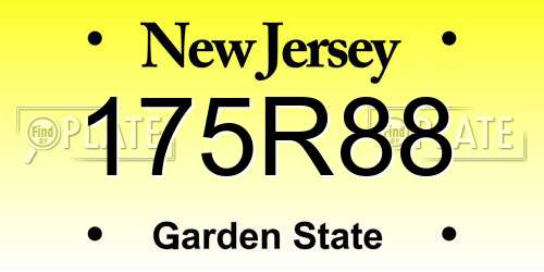 175R88 New Jersey License Plate