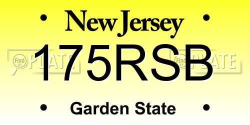 175RSB New Jersey License Plate