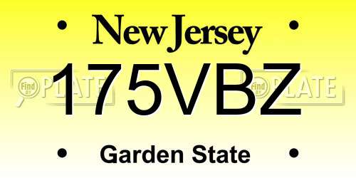 175VBZ New Jersey License Plate