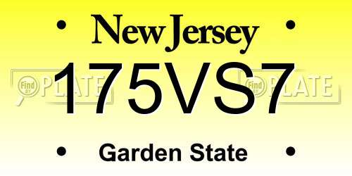 175VS7 New Jersey License Plate