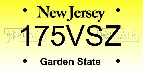 175VSZ New Jersey License Plate