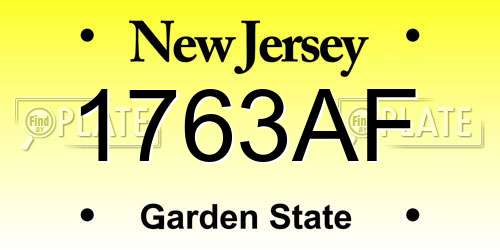 1763AF New Jersey License Plate