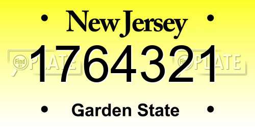 1764321 New Jersey License Plate