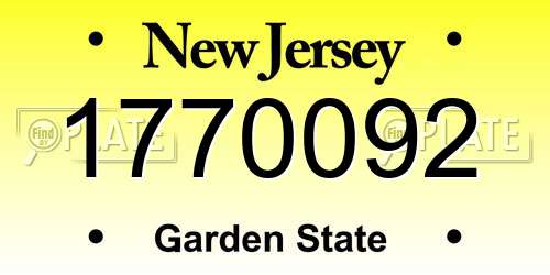 1770092 New Jersey License Plate