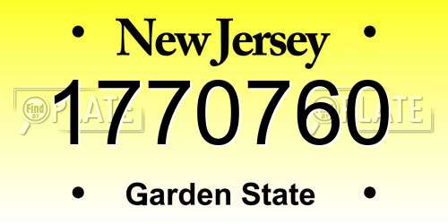 1770760 New Jersey License Plate