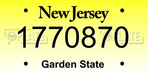 1770870 New Jersey License Plate