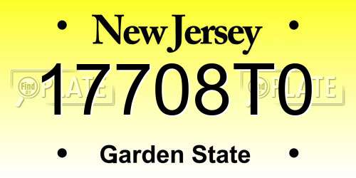 17708T0 New Jersey License Plate