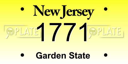 1771 New Jersey License Plate