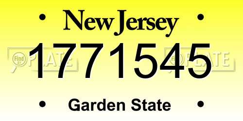 1771545 New Jersey License Plate