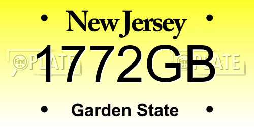 1772GB New Jersey License Plate