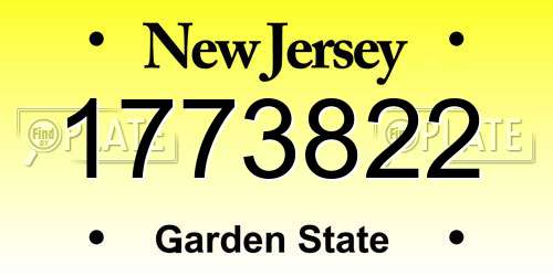 1773822 New Jersey License Plate