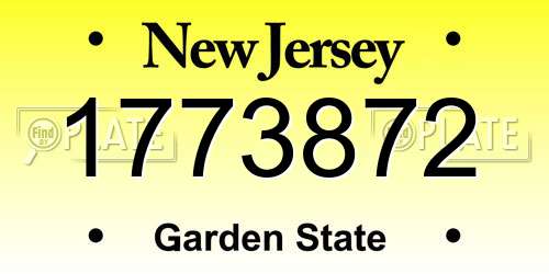 1773872 New Jersey License Plate