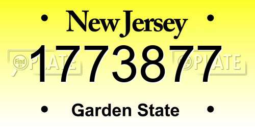 1773877 New Jersey License Plate