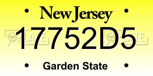 17752D5 New Jersey License Plate