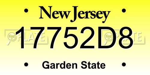 17752D8 New Jersey License Plate