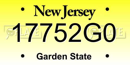 17752G0 New Jersey License Plate