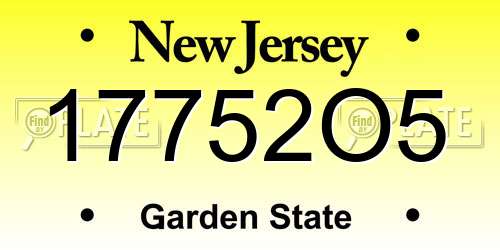 17752O5 New Jersey License Plate