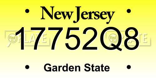 17752Q8 New Jersey License Plate