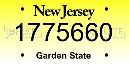 1775660 New Jersey License Plate