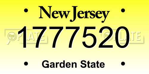 1777520 New Jersey License Plate