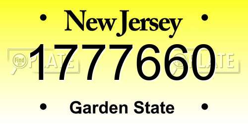 1777660 New Jersey License Plate