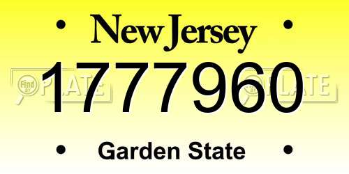1777960 New Jersey License Plate