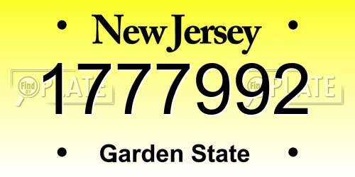 1777992 New Jersey License Plate