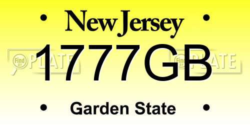1777GB New Jersey License Plate