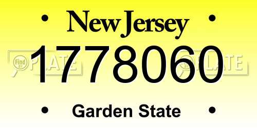1778060 New Jersey License Plate