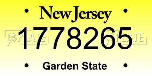 1778265 New Jersey License Plate