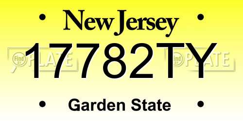 17782TY New Jersey License Plate
