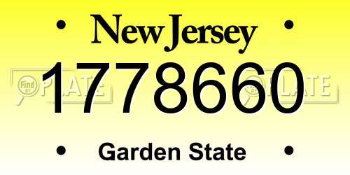 1778660 New Jersey License Plate