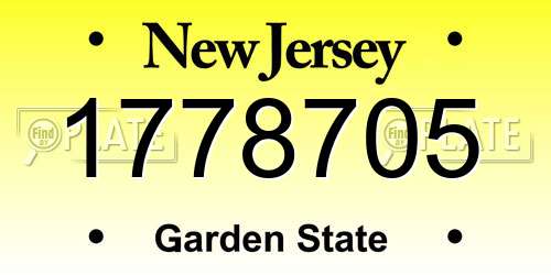 1778705 New Jersey License Plate