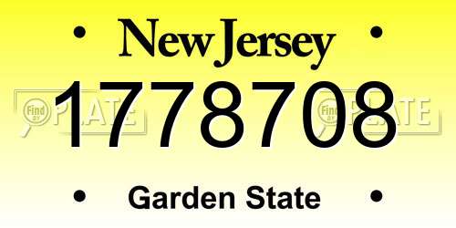 1778708 New Jersey License Plate