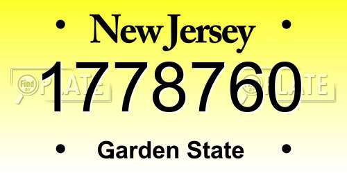 1778760 New Jersey License Plate