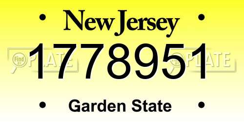1778951 New Jersey License Plate