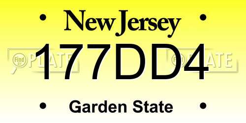177DD4 New Jersey License Plate