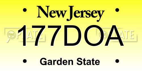 177DOA New Jersey License Plate