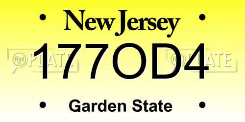 177OD4 New Jersey License Plate
