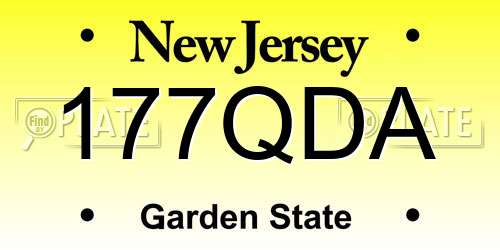 177QDA New Jersey License Plate