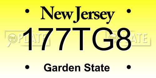 177TG8 New Jersey License Plate