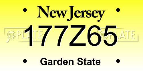 177Z65 New Jersey License Plate