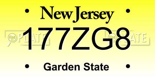 177ZG8 New Jersey License Plate