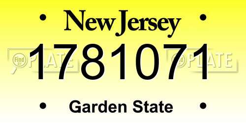 1781071 New Jersey License Plate