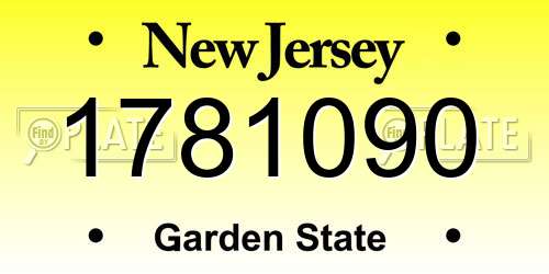 1781090 New Jersey License Plate