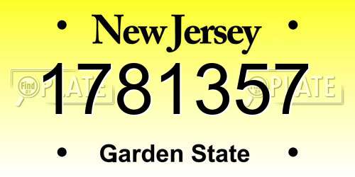 1781357 New Jersey License Plate