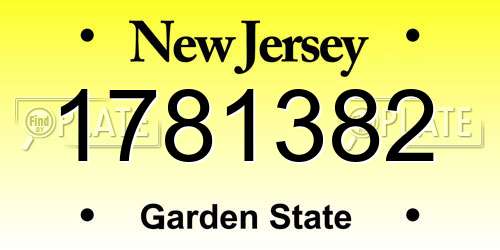 1781382 New Jersey License Plate
